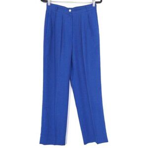 Sphere Women's Pants 12 MADE IN JAPAN 🇯🇵 Blue LINEN Blend Wide Leg Pleated